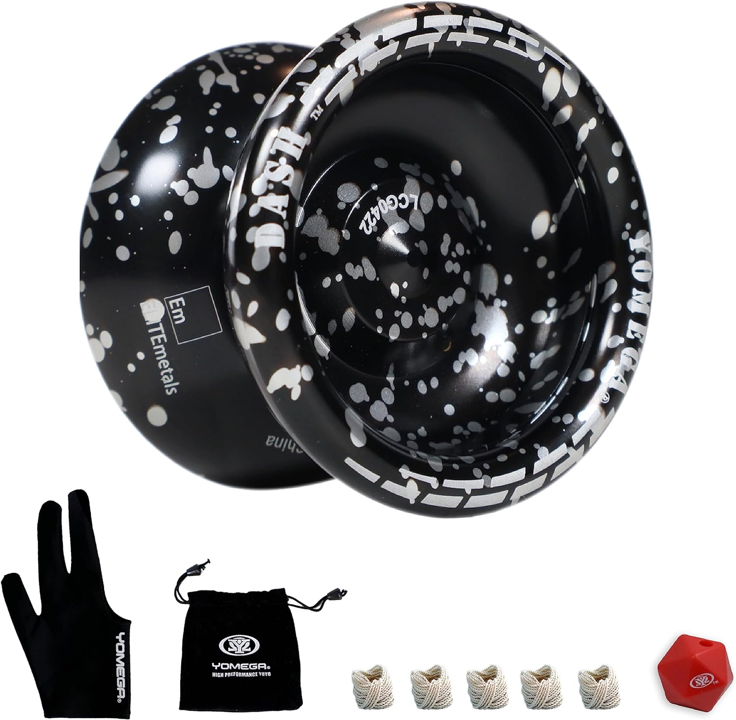 Yomega Dash Yoyo - Pro Aluminum Metal Unresponsive Yoyo with C Size Ball Bearing for Advanced Yo Yo Tricks + Extra 5 Strings + Glove + Bag + Die & 3 Month Warranty (Black Silver) image number 2