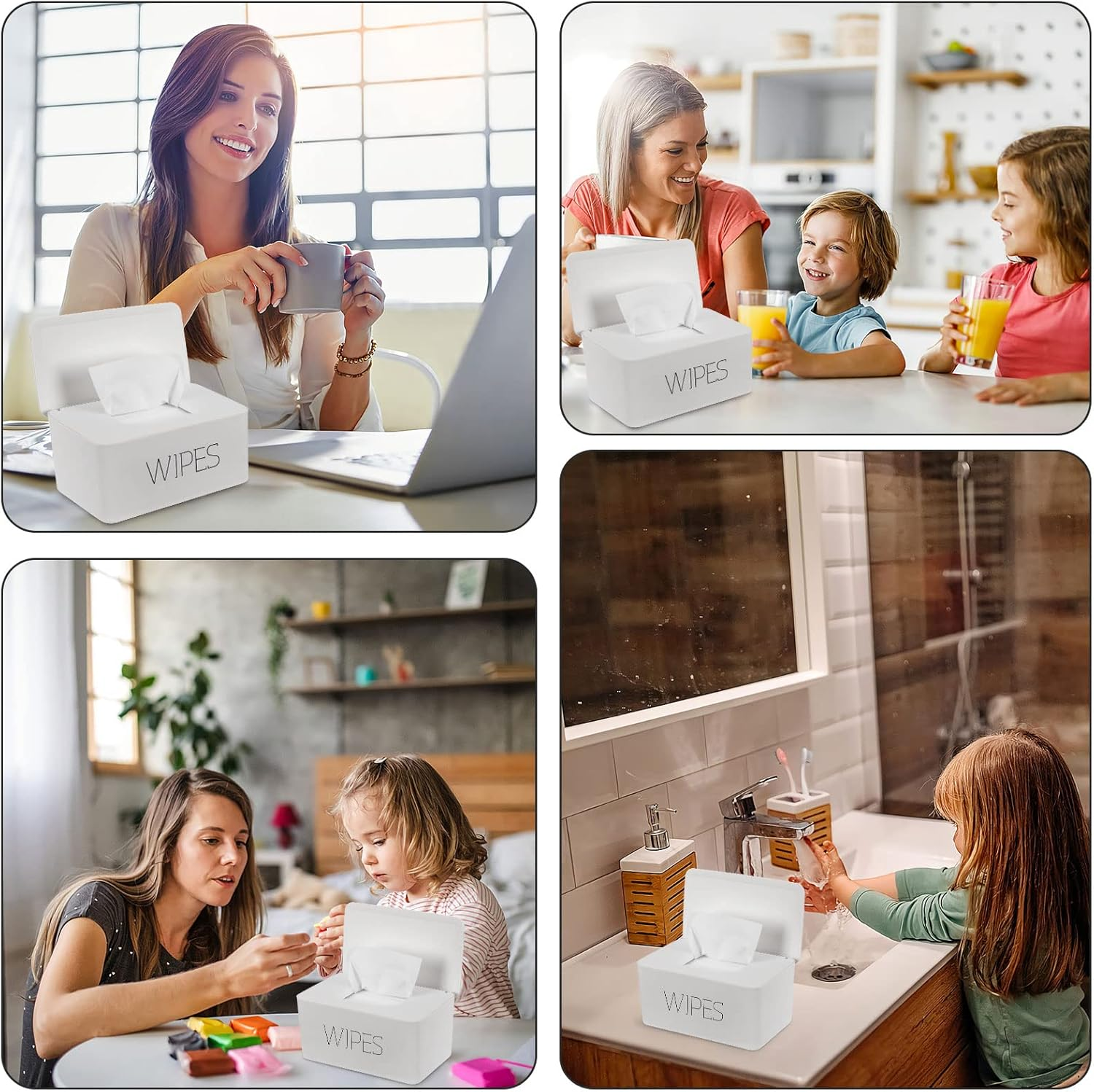 NOVWANG Wipes Dispenser, Large Capacity Baby Wipe Holder(8.3L X 4.9W X 3.9H Inches) Refillable Wipes Container with Sealing Design Baby Wet Wipes Dispenser for Bathroom Home Office Car image number 3