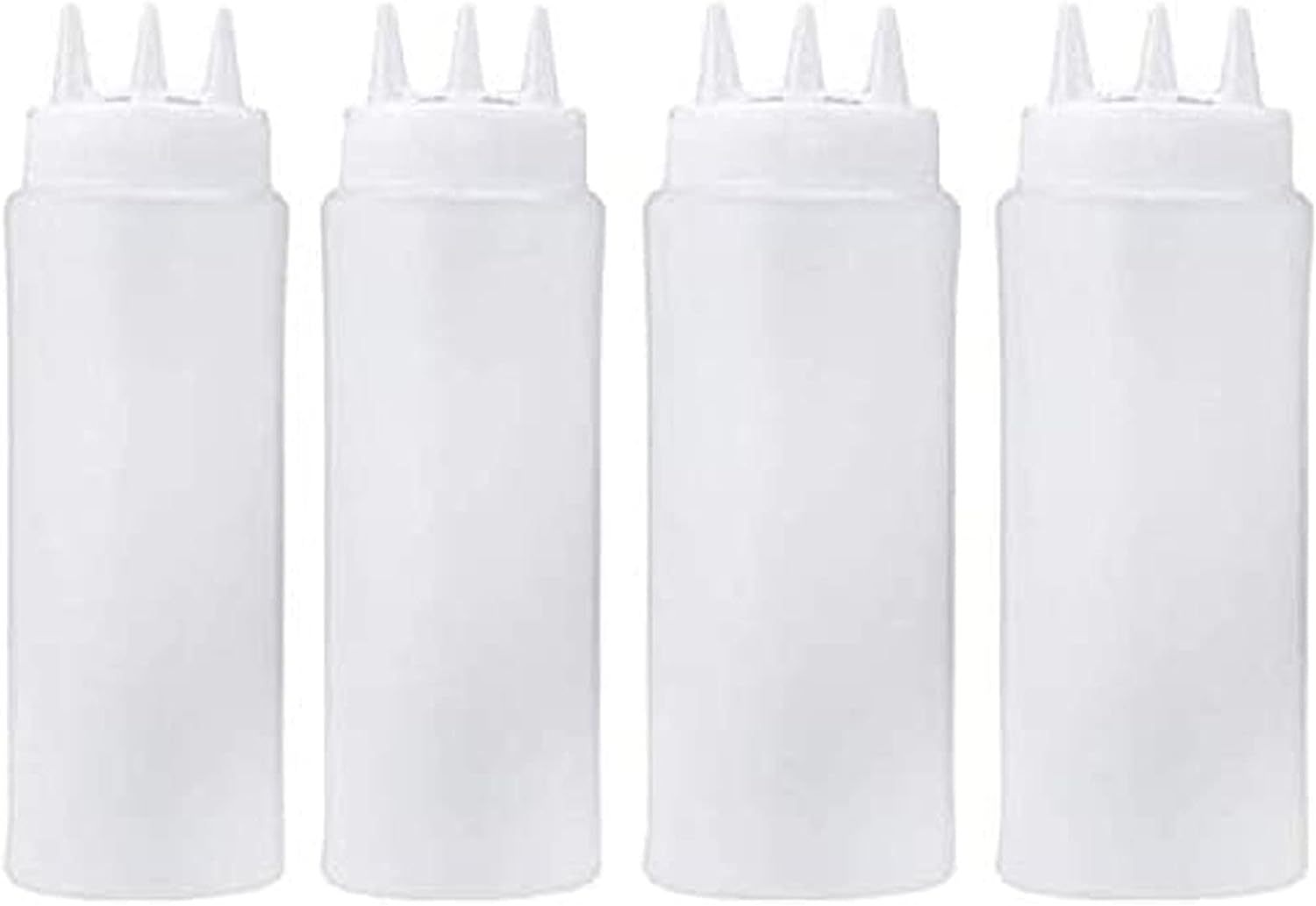 Kangkang 4PCS 16Oz/450Ml 3-Hole Plastic Squeeze Condiment Bottles for Sauce Oil Vinegar Ketchup Mustard Salad Dressing Kitchen Accessories image number 2