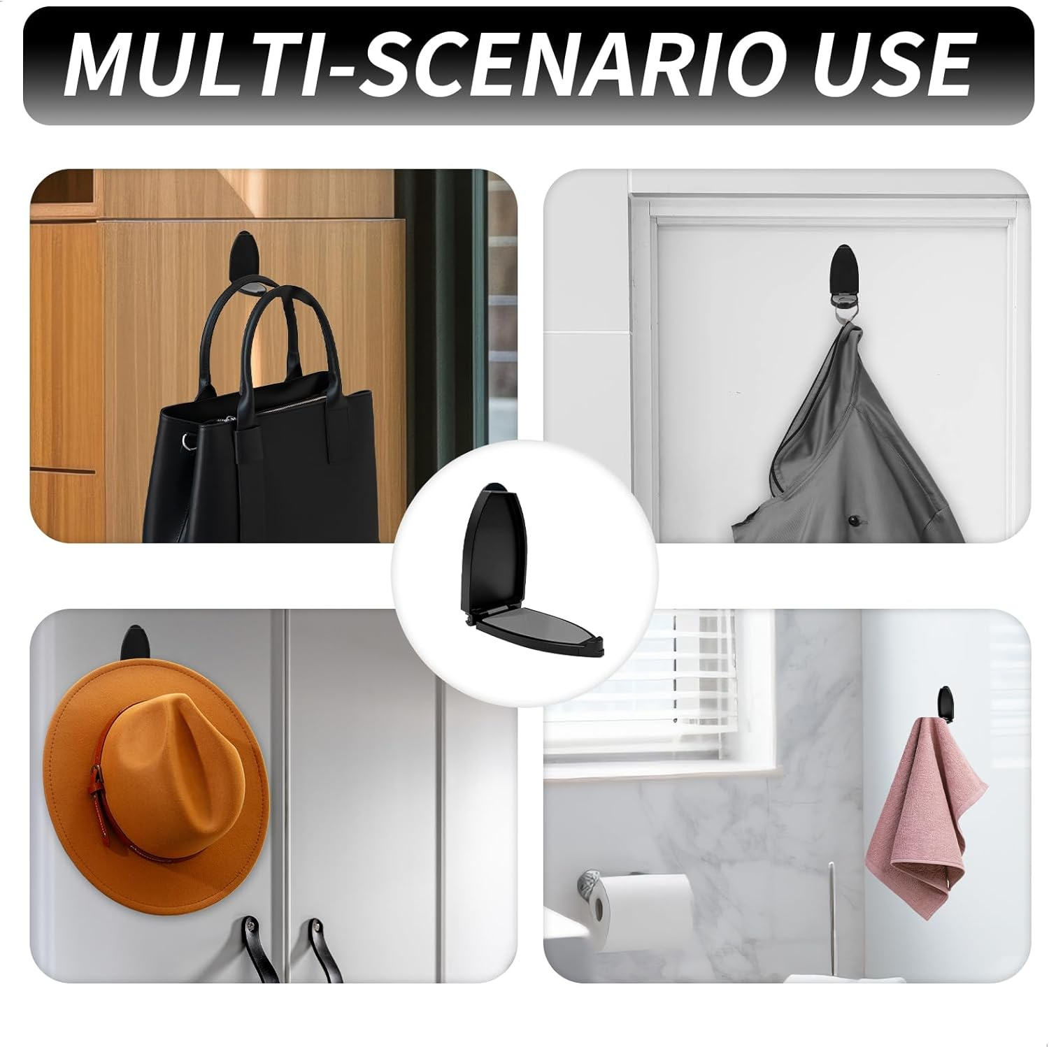 Headset Holder Wall, Foldable Headphone Holder, Wall Stand Headset Holder, Universal Headset Stand, Self-Adhesive Headphone Holder, PC Gaming Room Accessories for Headphones Controller (Black) image number 5