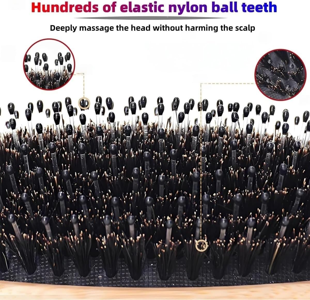 Wild Boar Bristle Brush,Massage Comb,Soft Natural Wooden Nylon Bristles Hairbrush,Boar Bristle Cushion Brush, for Women Men for Thick Thin Long Short Hair, 21X6.5Cm image number 5