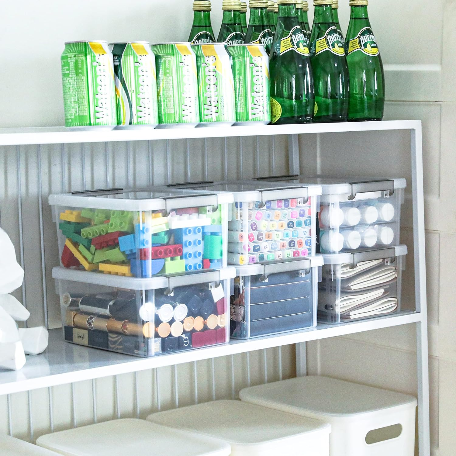 Citylife 6 Packs Small Storage Bins with Lids 3.2 Qt./ 3 L Plastic Storage Containers for Organizing Stackable Clear Storage Boxes image number 5