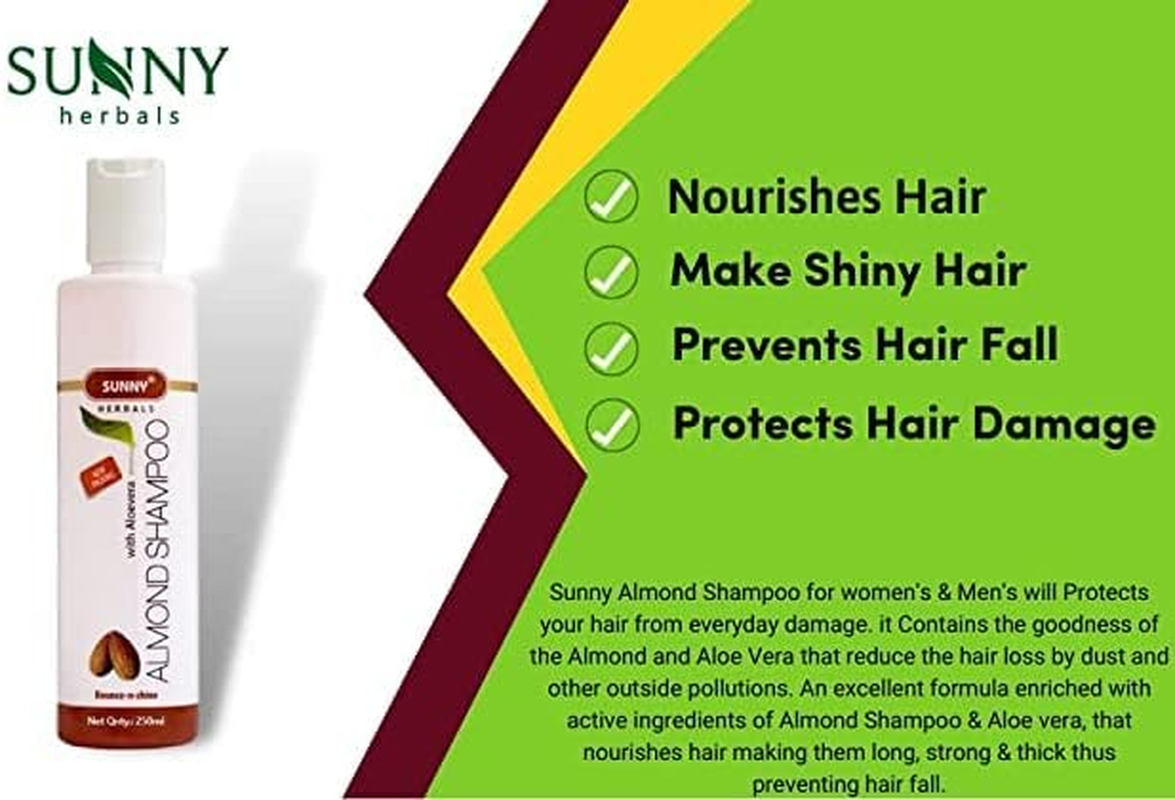 Sunny Almond Shampoo for Women & Men with Almond Oil & Aloe Vera | Shampoo for Long, Strong and Thick Hair - (250 ML) image number 3