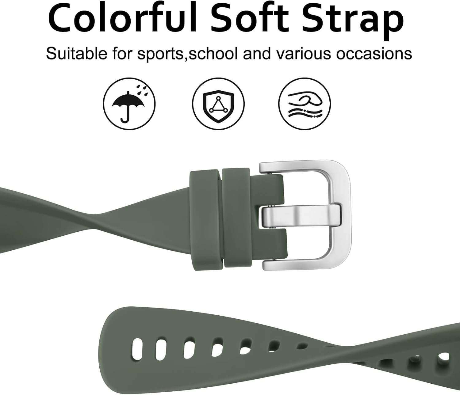 (3 Pack)T Tersely Replacement Band Strap for Garmin Vivofit JR 3/Junior 3, Soft Silicone Metal Clasp Buckle Wrist Strap Watch Band Bracelet for VIVOFIT JR3 Junior3 Kids Fitness Tracker - Black + Drak Green+ Blue Grey image number 1