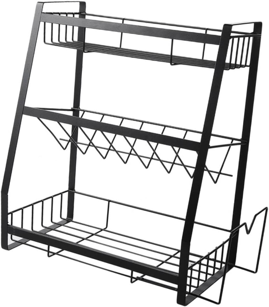 Cabilock Iron Spice Rack for Kitchen Storage Sauce Rack Home Organization for Countertop Display