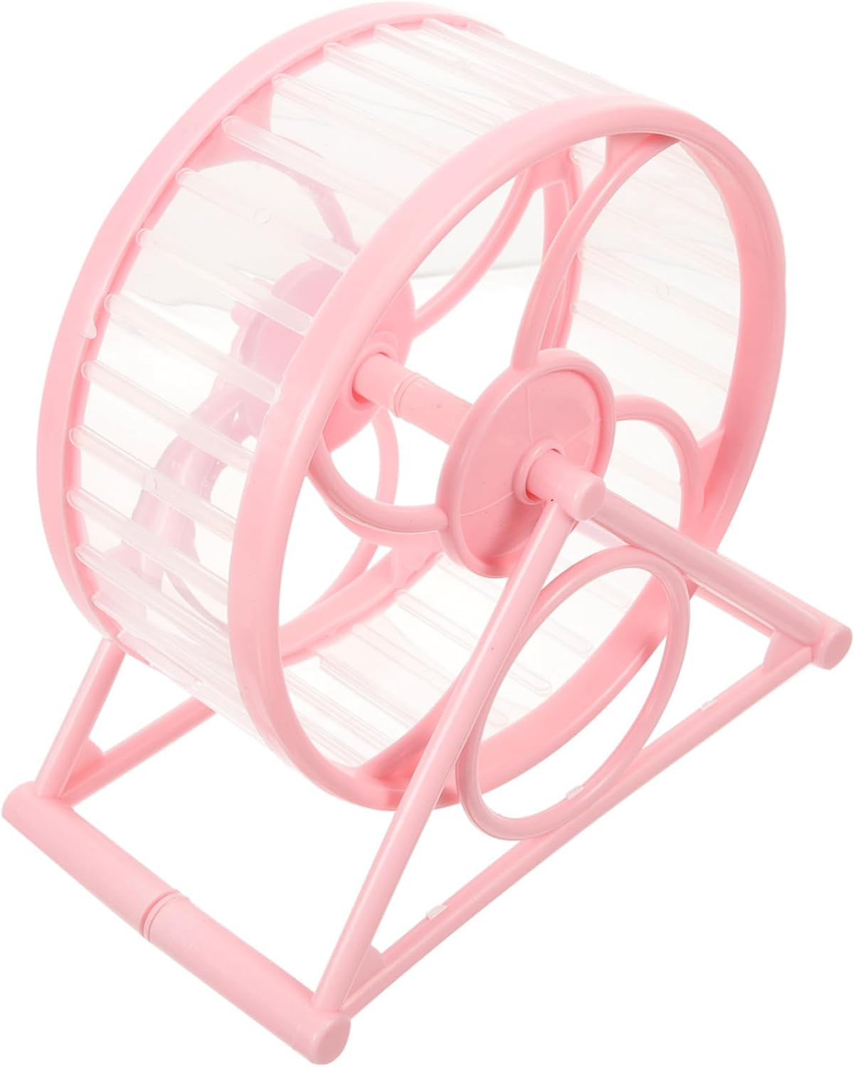 Silent Hamster and Gerbil Running Wheel Stand, Pink Plastic Exercise Wheel for Small Pets like Hedgehogs, Guinea Pigs and Chinchillas, Suitable for Cage Use and Small Animal Play image number 4