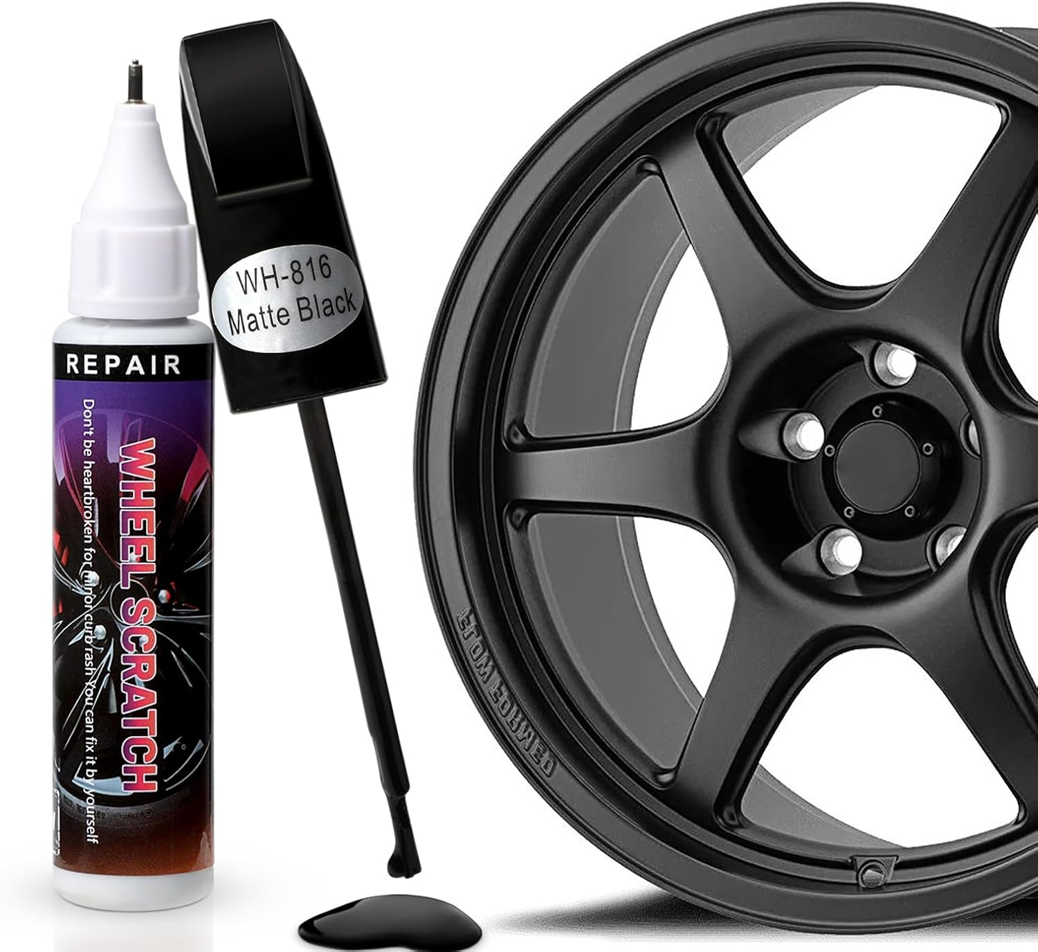 Gloss Black Car Rim Touch up Paint, Quick and Easy Wheel Scratch Repair, Car Wheel Scratch Repair Touch up Paint Pen, Universal Color Black Wheel Paint
