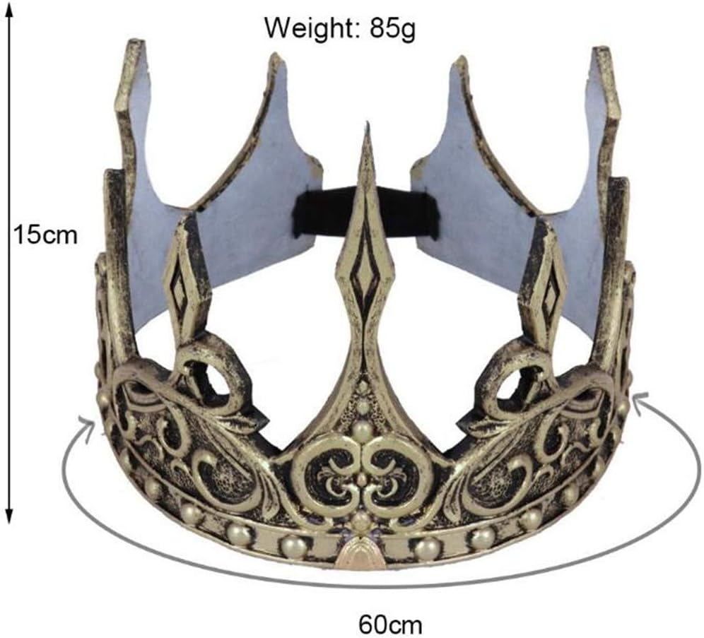 King Crown Props，Medieval Royal Crown Costume Accessories, Birthday Party Holiday Decoration Props Ancient Silver，Ancient Gold image number 6