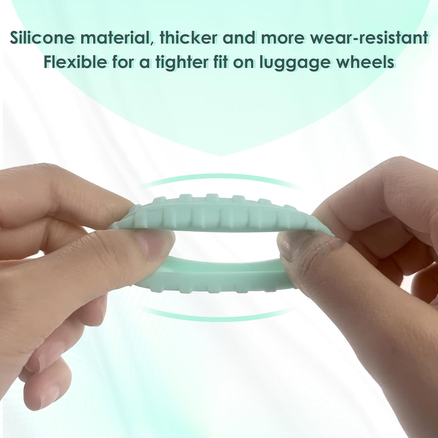 EKIND Luggage Wheel Covers, Thickened Anti-Skid & Scratch-Resistant Protectors for Suitcases, Luggage Accessories (8 Pcs, Light Green) image number 3