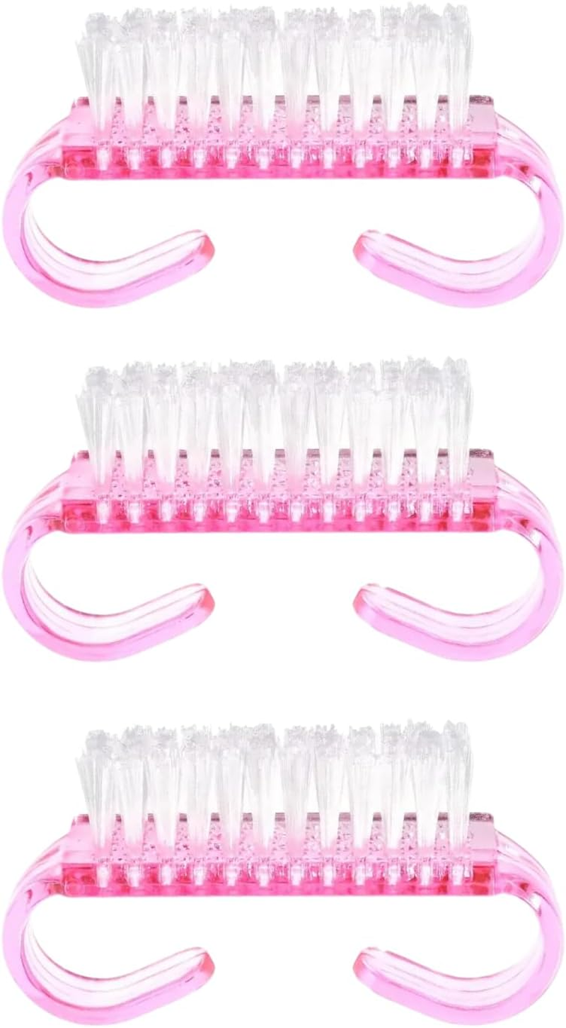 ROSEUS Handle Grip Nail Cleaning Brushes 3Pc, Pink Mini Hand Fingernail Scrub Cleaning Brushes for Toes and Nails Cleaner, Pedicure Scrubbing Tool image number 5