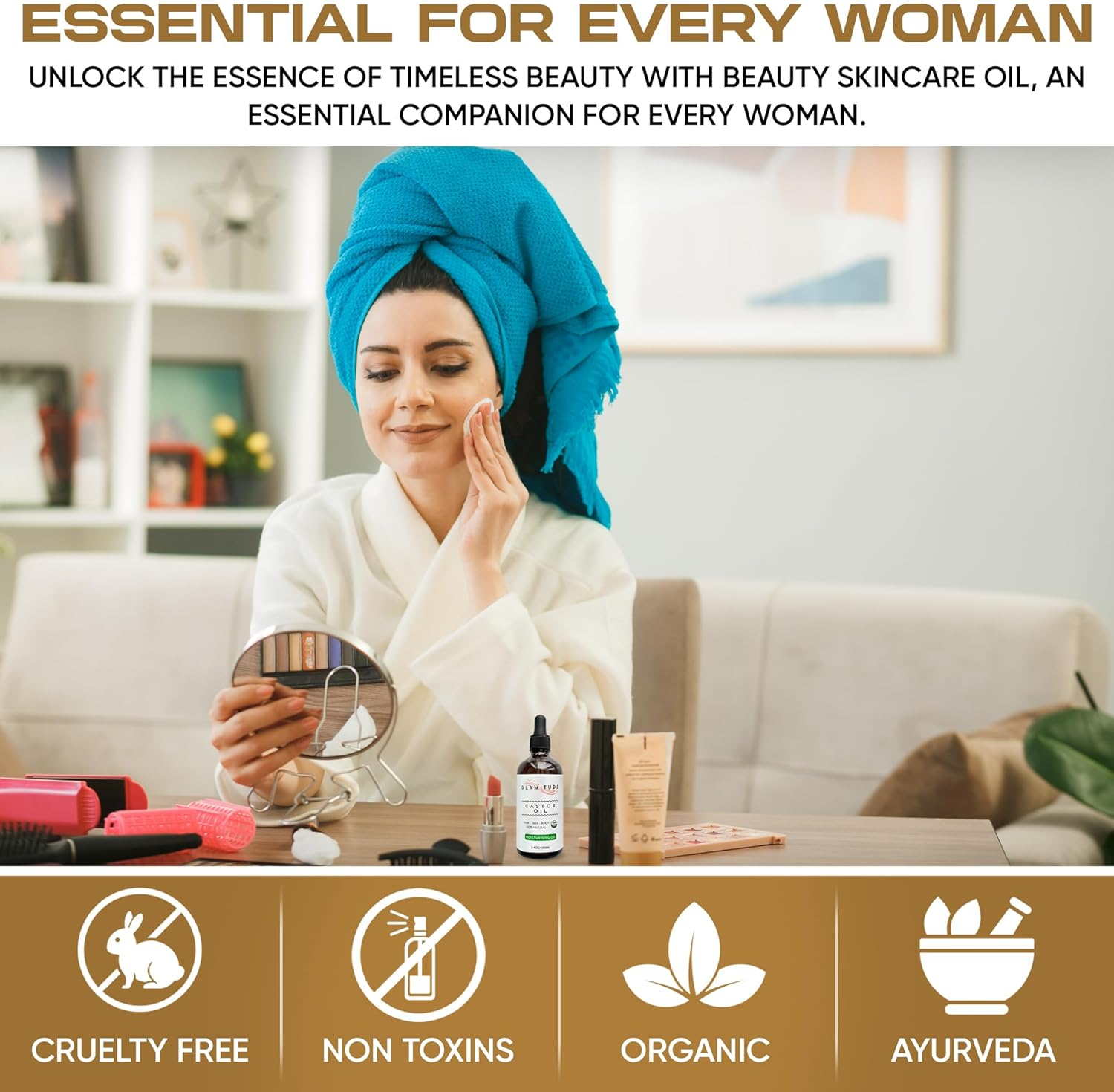 Organic Castor Oil Hexane Free - Pure Cold Pressed | Hair & Lash Serum Hair Growth Serum Castor Oil Pack | Cuticle & Body Curly Hair Products | Pure Caster Eyelash Serum Beard Hair Growth | Hair Growth & Massage | Eyelash and Cuticle Kit 5 Pairs | 100Ml image number 5