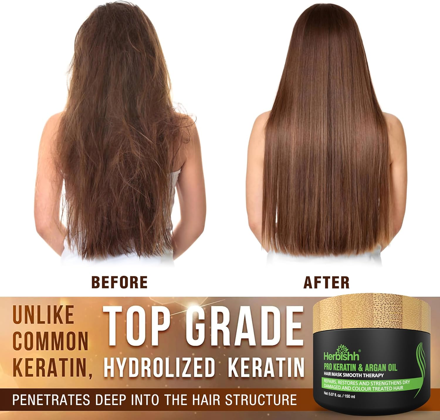 Herbishh Ultimate Hair Color Shampoo Kit (3Pcs Hair Color Shampoo Dye +1 Argan Hair Mask) Smooth and Long Lasting Color Shampoo for Grey Hair Men & Women Easy & Quick to Use-Combo4 (Black) - Chestnut Brown image number 7