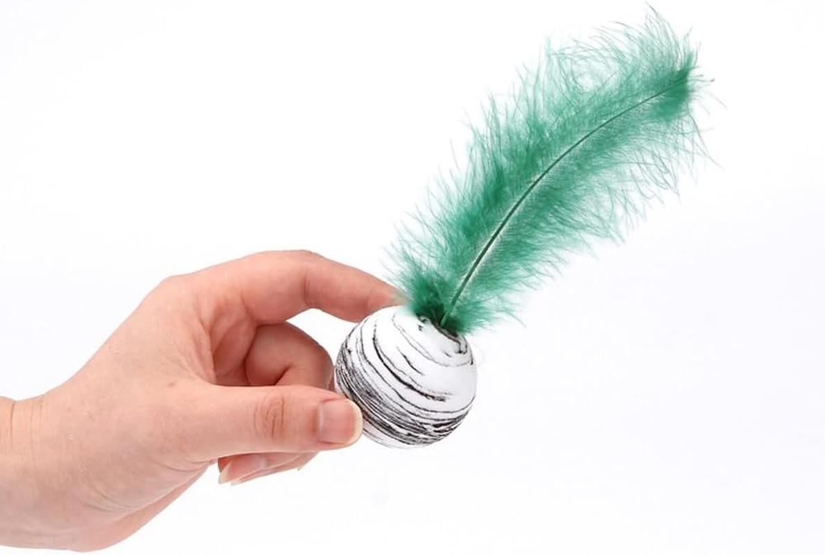 LAKYMIE 3Pcs Interactive Cat Toy Pet EVA Ball Cat Toy Ball with Feather for Indoor Kitten Pet Chase Play image number 2
