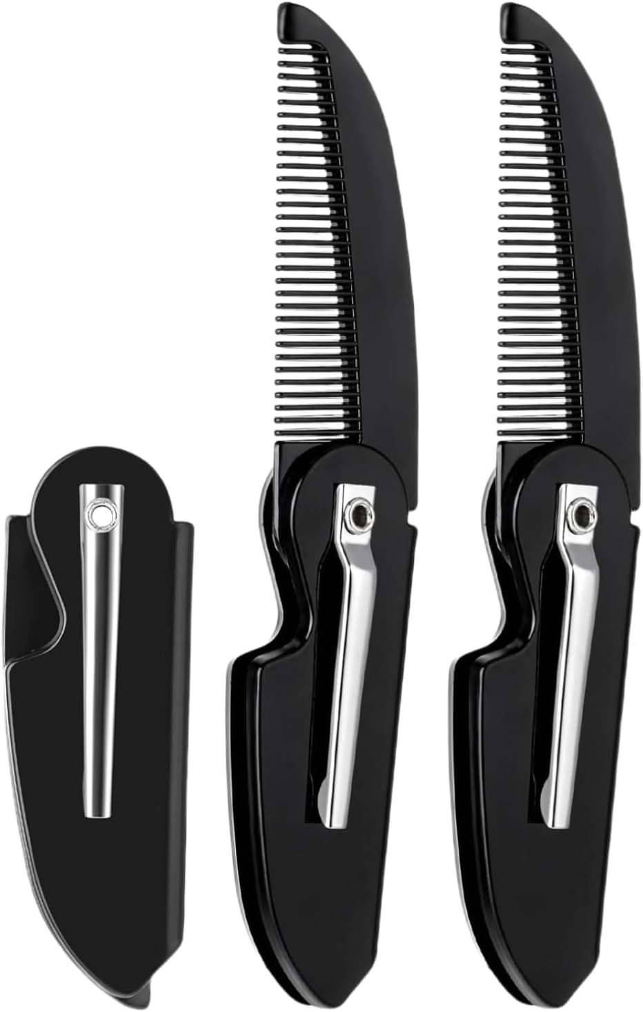 Heanvmyss Folding Beard Combs for Men,3 Pcs Mini Portable Moustache Comb,Fine Tooth Comb,Anti-Static Plastic Hair Care Styling for Travel and Daily Use(Black) image number 2