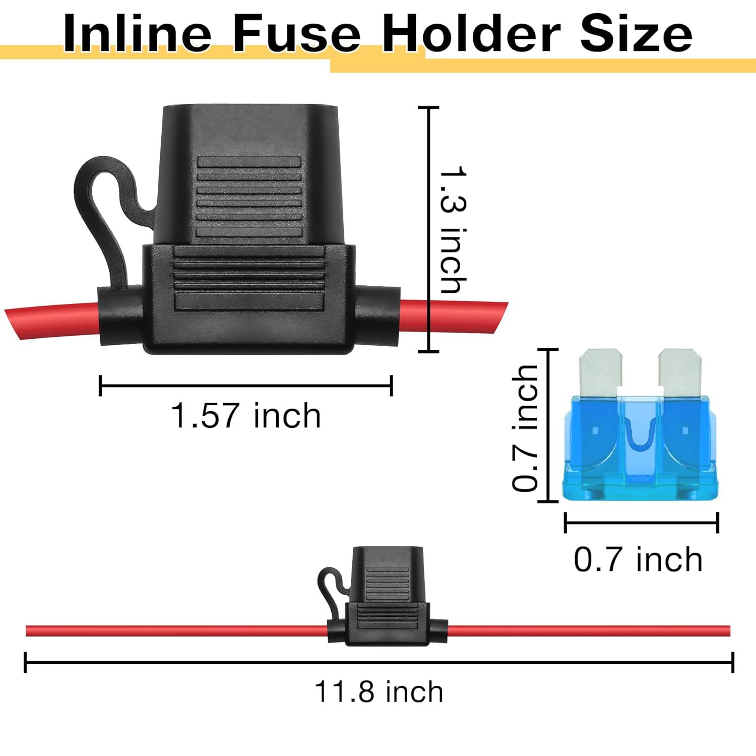 2 PCS Inline Fuse Holders 12V, 16 AWG Car Gauge Inline Fuses, Waterproof Fuse Holder with 15A ATC/ATO Standard Blade Fuses for Automotive, Marine, Golf Cart Lighting, Electrical Circuits image number 5