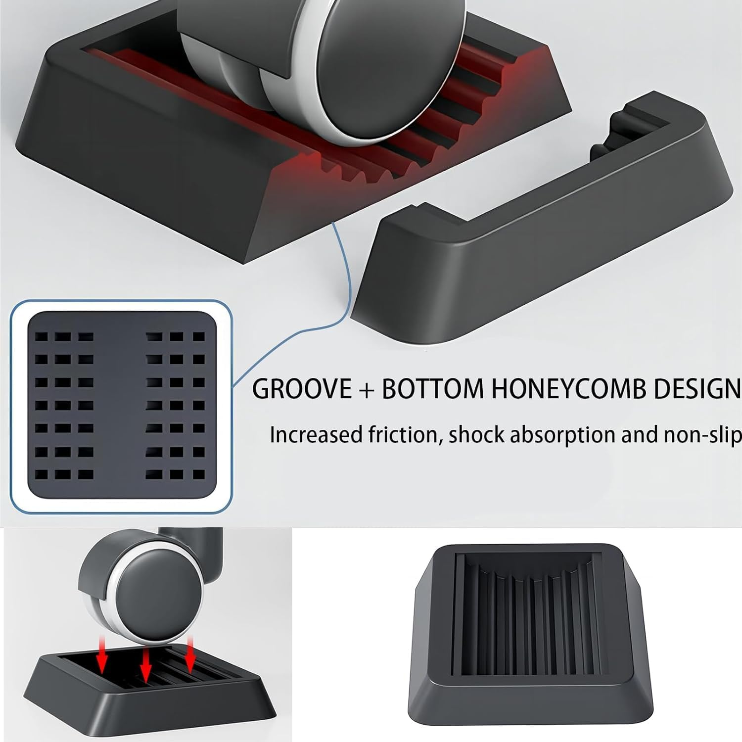 10Pcak Black Furniture Pads Rubber Caster Cups, Wheel Stoppers to Prevent Sliding for Sofa Bed Hardwood Floor House Office Chair Wheels 3.15In image number 1