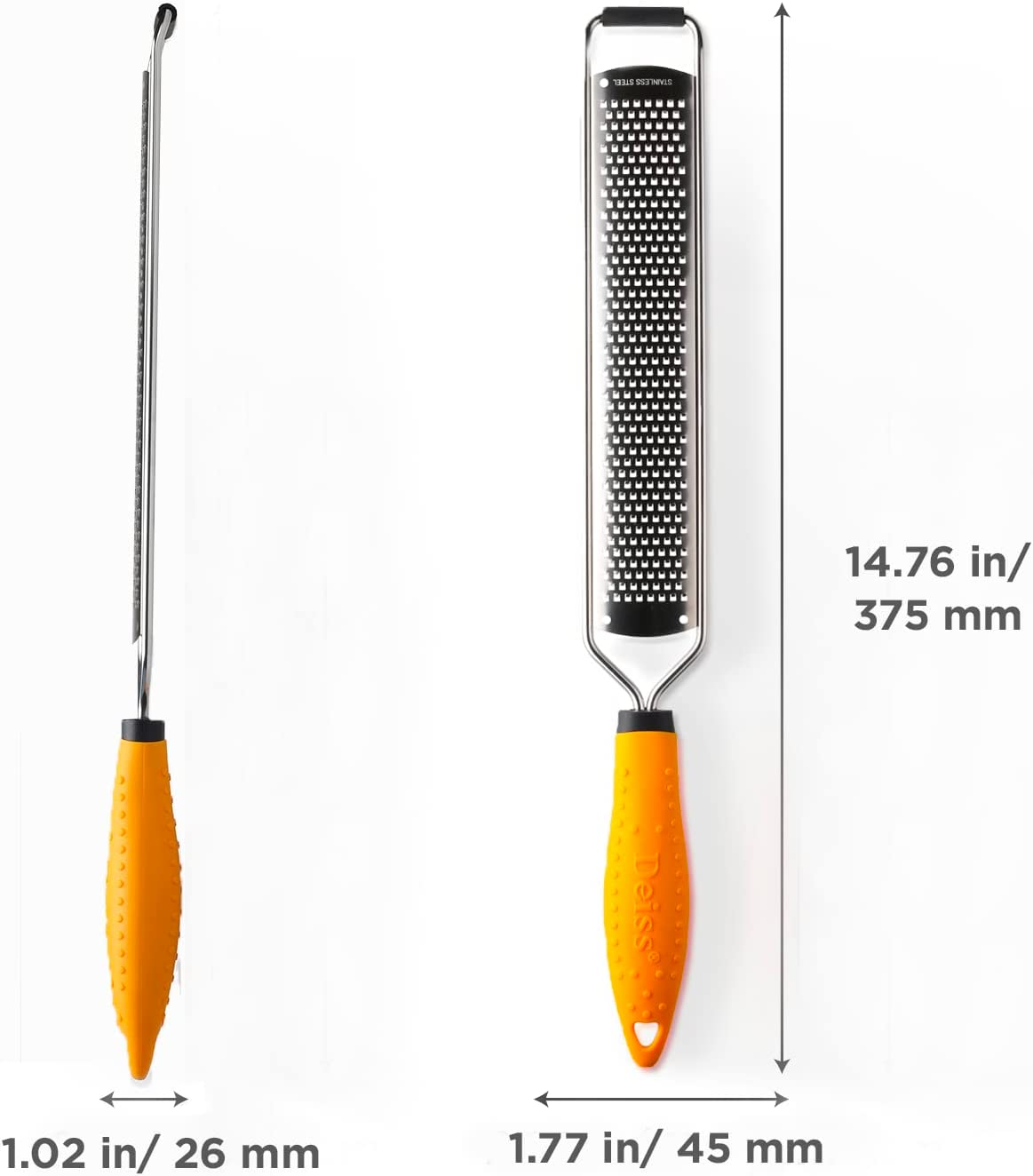 Deiss PRO Lemon Zester & Heavy Duty Cheese Grater & Vegetable Grater &mdash; Parmesan Cheese Lemon, Garlic, Nutmeg, Chocolate, Fruits, Vegetables, Ginger Grater - Cheese Shredder & Stainless Steel Grater image number 1