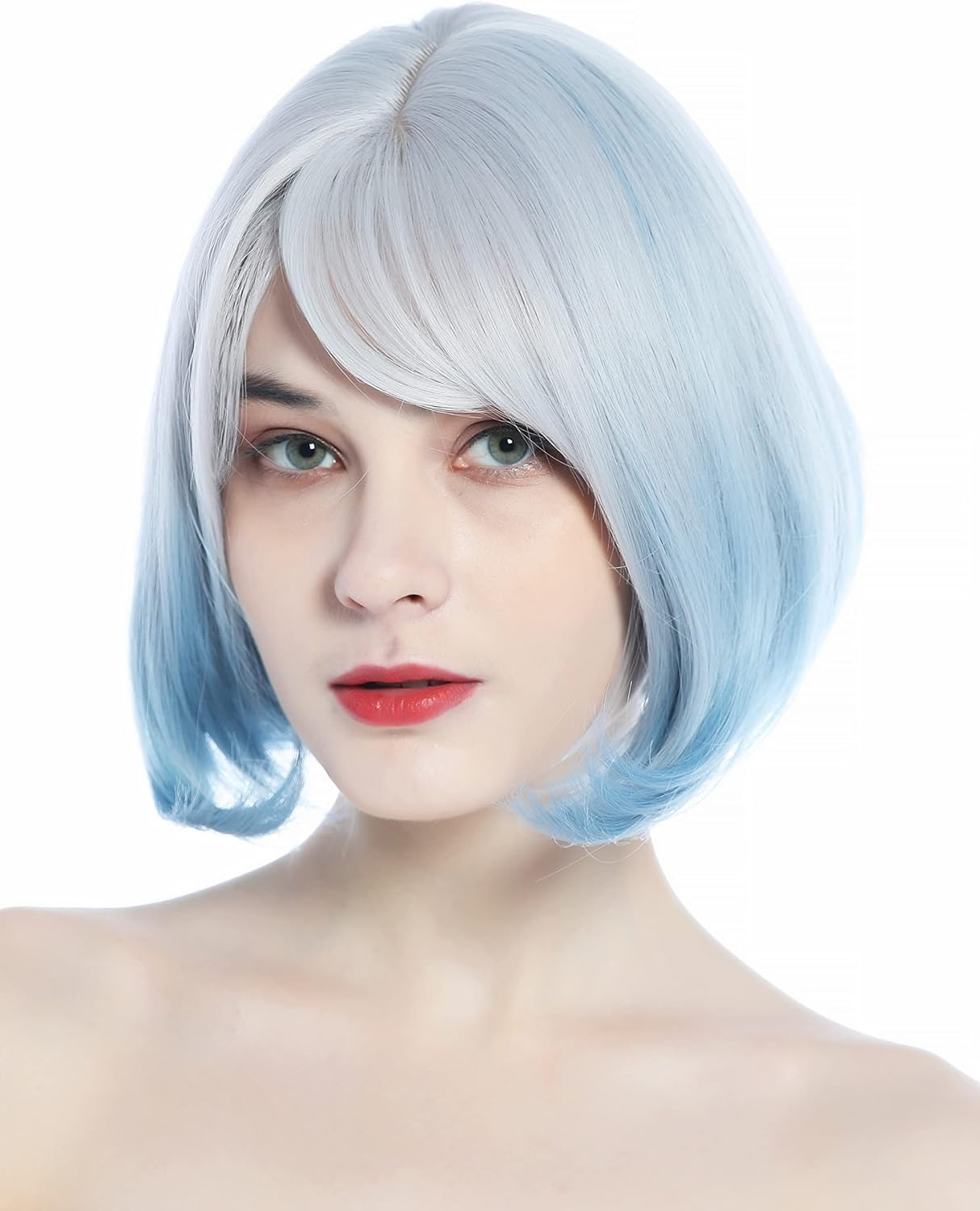 WIG ME up - DL228-88AR3904 Women'S Wig Short Bob Blue Light Blue Silver Highlighted image number 3