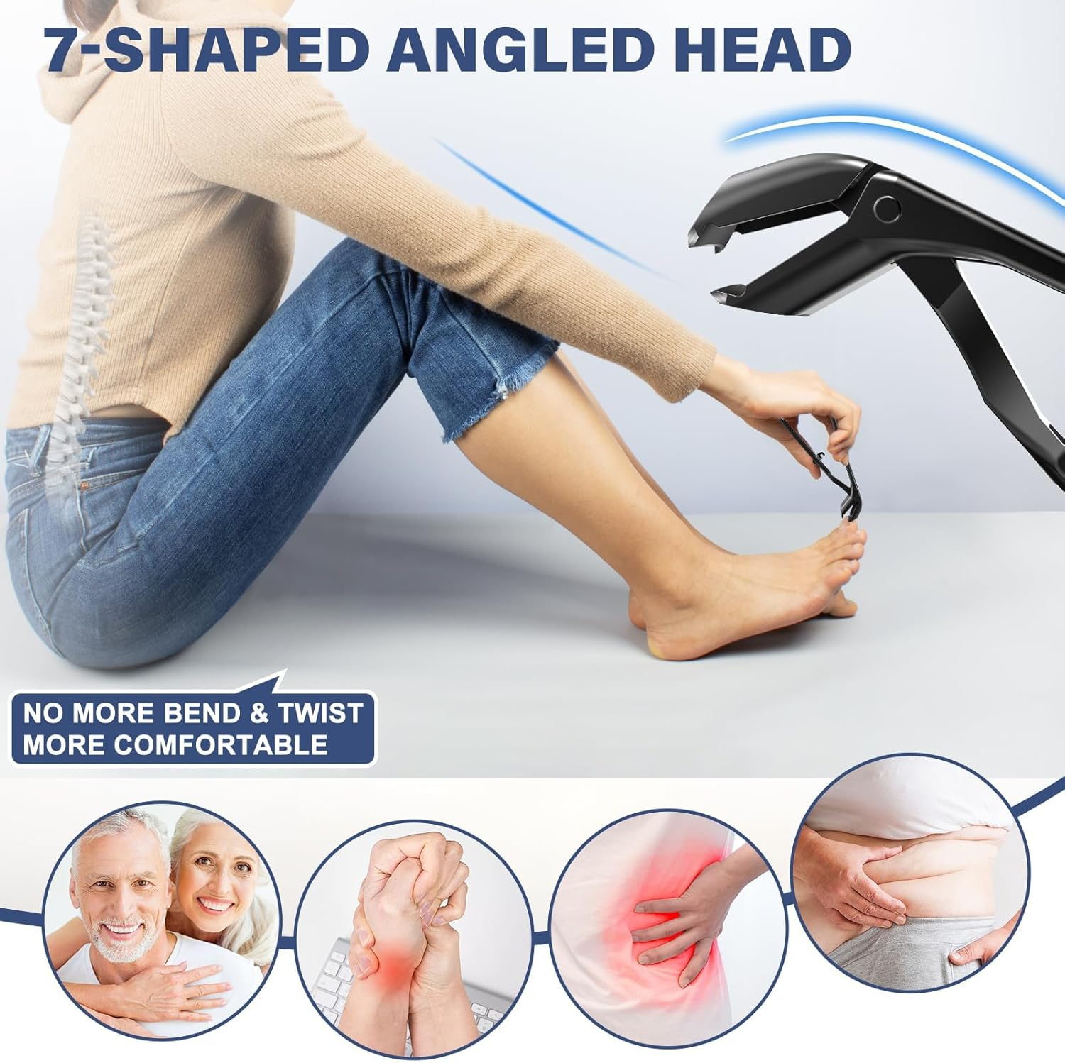 2025 Toenail Clippers for Thick Toenails for Seniors, Angled Head Large Toe Nail Clippers Set for Men, Heavy Duty Ingrown Toenail Clippers with Long Handle, Ultra Sharp Slanted Nail Cutter Wide Jaw image number 5