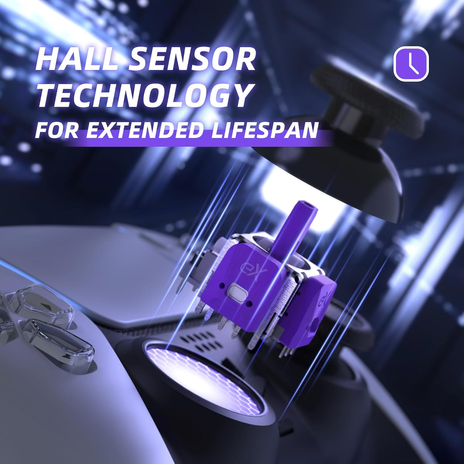 Extremerate Exhall Digital Calibrable Hall Effect Thumbstick Kit for PS5 Controller, Replacement 3D Joystick Analog Stick Sensor Module Kit for PS5 Controller with Calibrate FPC Board - Purple 120Gf - Blue 80Gf image number 7