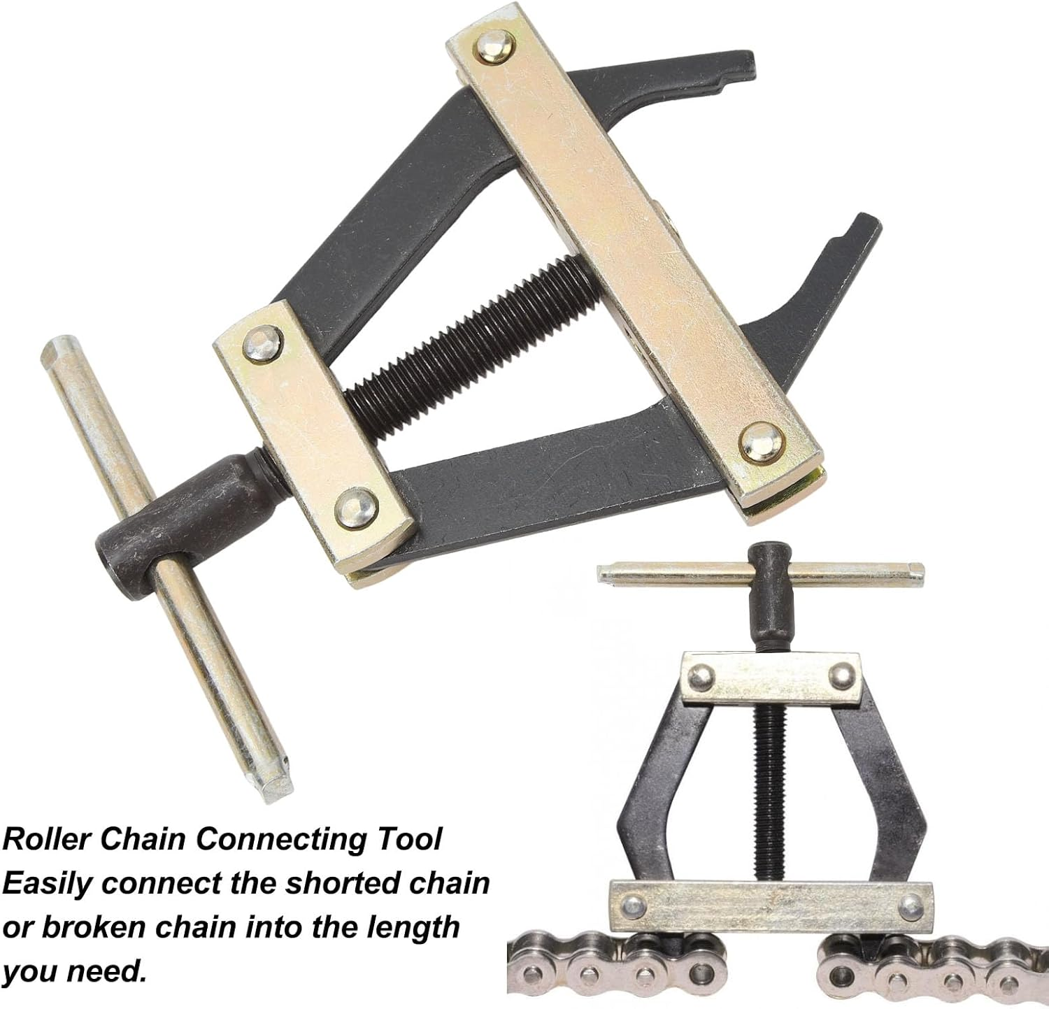 Roller Chain Connecting Puller Holder Tool,Compact and Portable Sturdy Metal Roller Chain Puller,Roller Chain Puller Holder for 60 to 100 Roller Chains Motorcycle Atv Kart image number 6