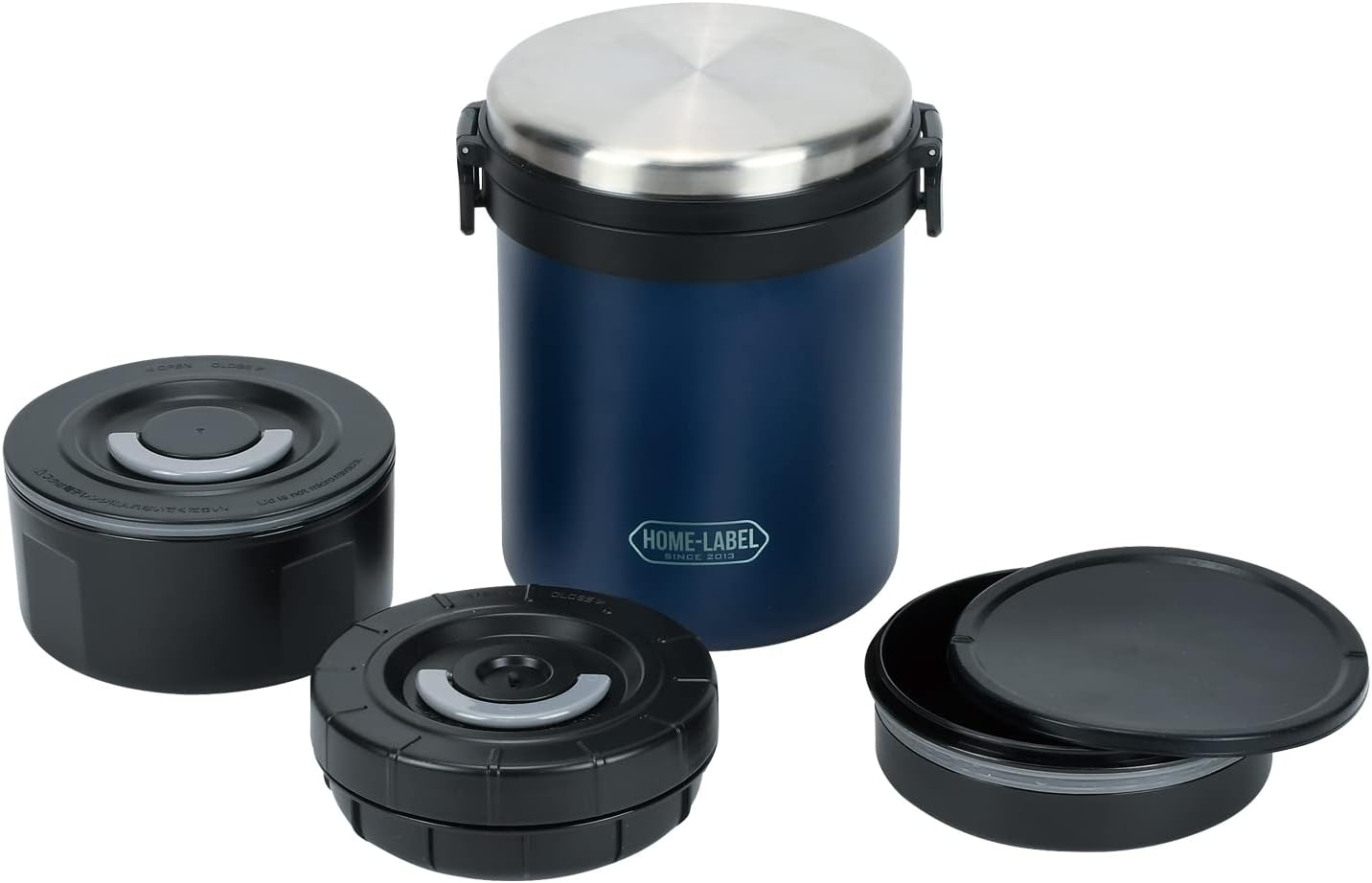 Pearl Metal HB-5667 Lunch Jar, 1000 Lunch Box, Donburi, Full Vacuum, Stainless Steel, Heat Retention, Cold Retention, White, Home Label