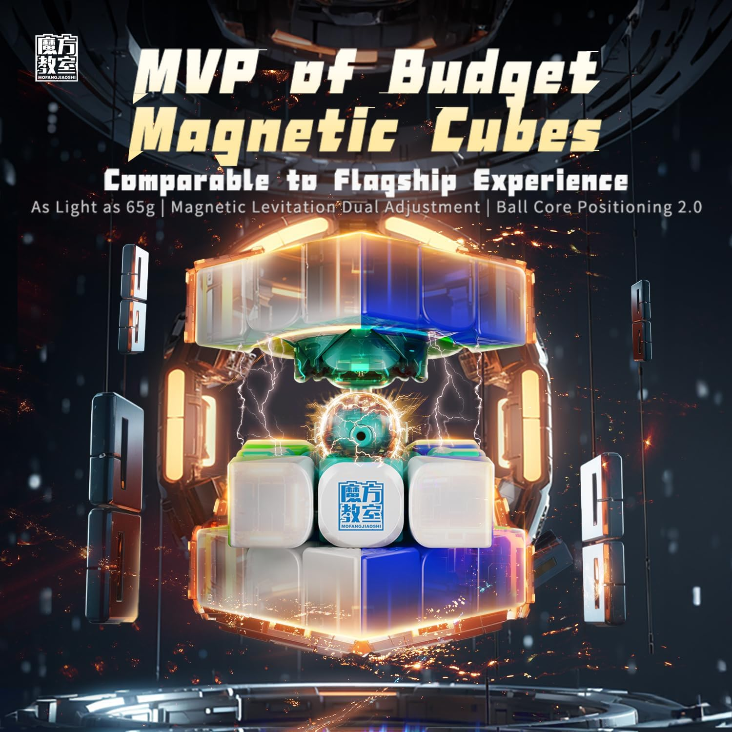 Cubershop Moyu RS3M V5 2023 Ball Core UV Coated 3X3 Speed Cube with Display Stand, Stickerless RS3M 2023 3 by 3 Budget Cube, (Moyu RS3 M V5 Maglev+Ball-Core Magic Clothes, Robot-Shape Display Box) image number 4