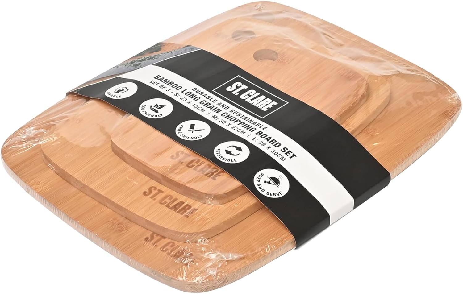 St Clare Bamboo Long Grain Chopping Board (Set of 3)
