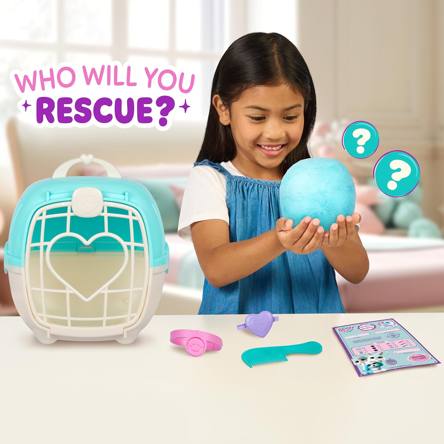 Scruffaluvs Pet Scruffs Blue - Mystery Plush Toy, 19Cm (7.5") Tall - Wash to Reveal 1 of 3 Rescue Pets: Puppy, Bunny, or Kitty - Includes 22Cm (8.7") Deluxe Pet Carrier. Styles May Vary. image number 3