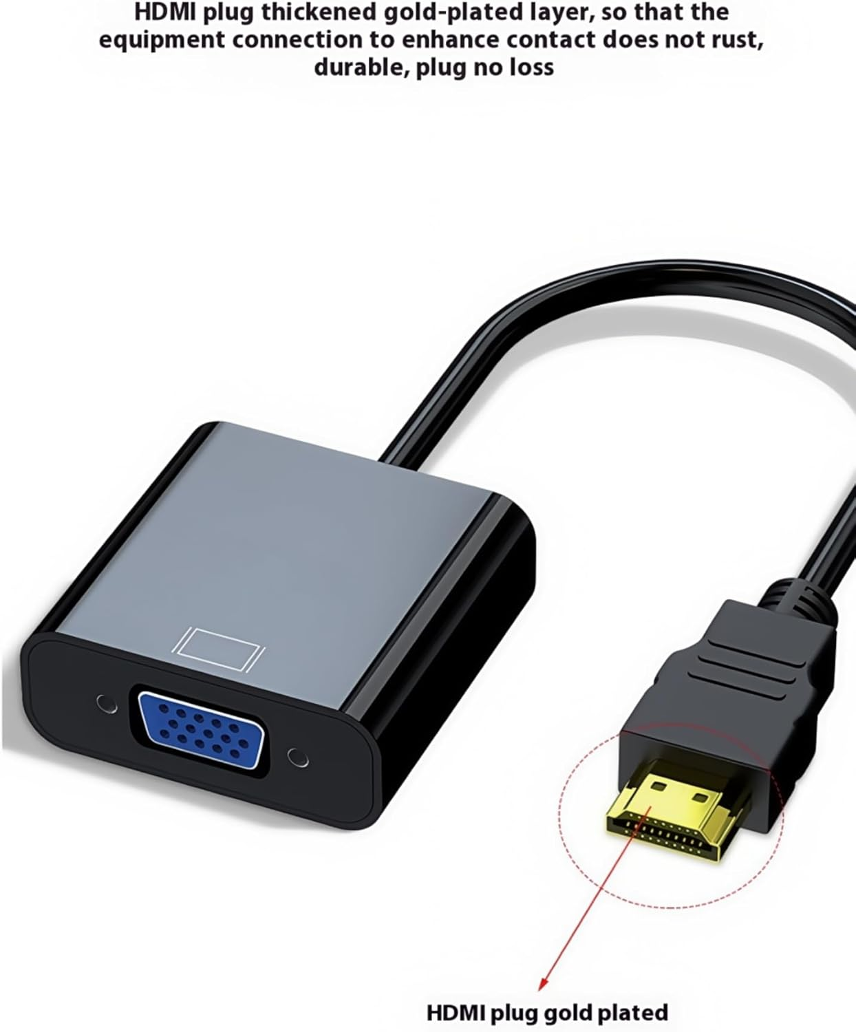 OUGCYG HDMI to VGA, Gold-Plated Adapter (Male to Female) for Computer, Desktop, Laptop, PC, Monitor, Projector, HDTV, Chromebook, Raspberry Pi, Roku, Xbox and More (5 Pack, Black) image number 6