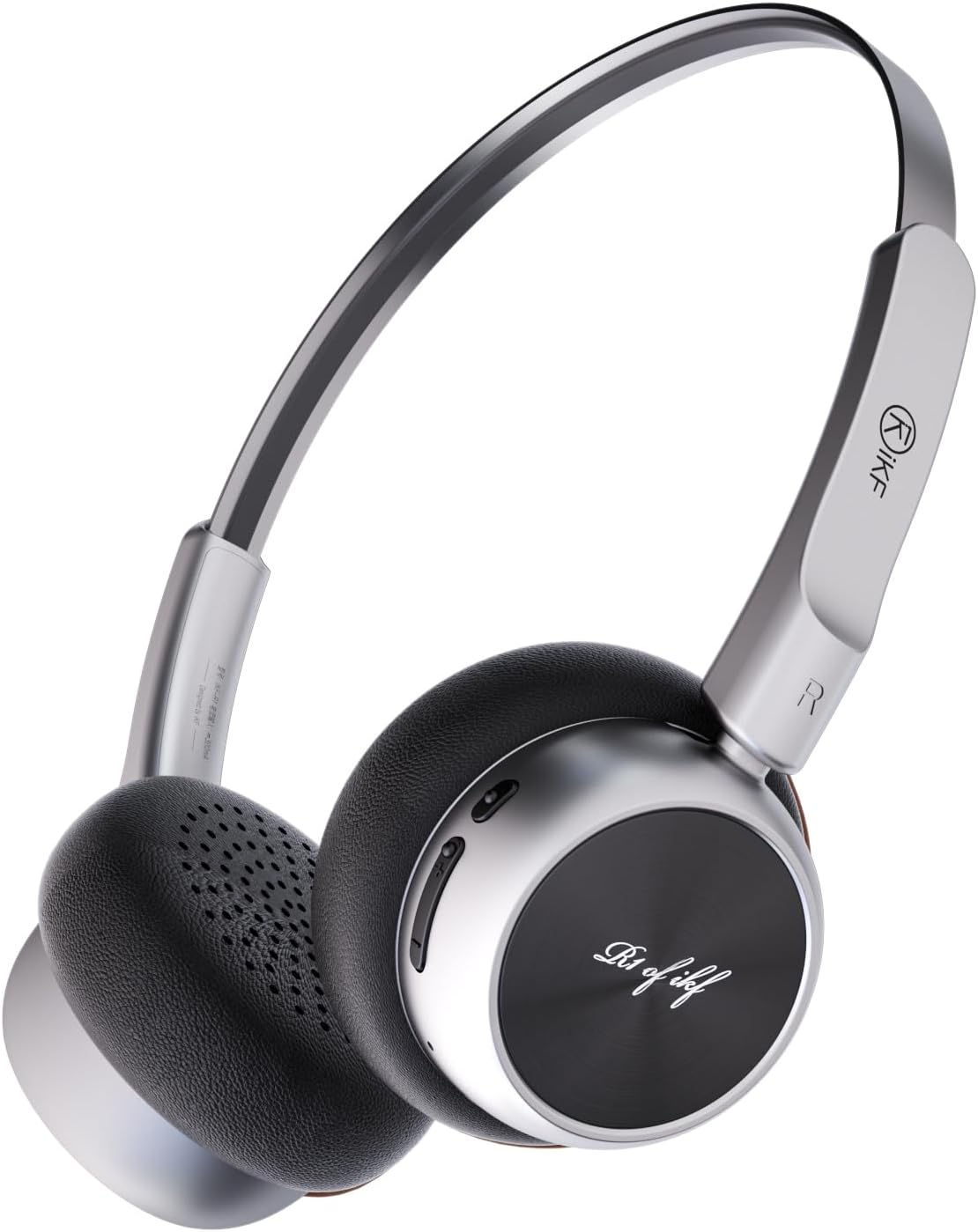 Ikf R1 Wireless On-Ear Headphones Bluetooth 5.4 Lightweight Retro Headphones 60H Playtime, Multipoint Connectivity, APP Volume Control, Built-In Microphone, for School, Travel, Commuting (Black Gold)