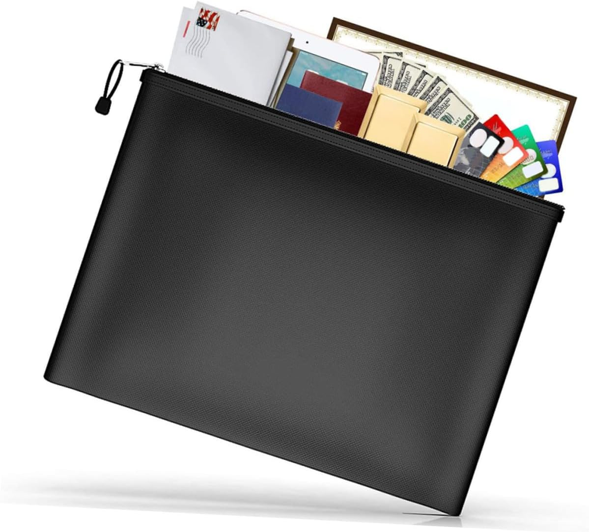 Angoily Fireproof Document Organizer Bag 29X20.5Cm Waterproof Money Bag with Zipper Fire-Resistant Document Holder for Office and Home Secure Storage image number 1