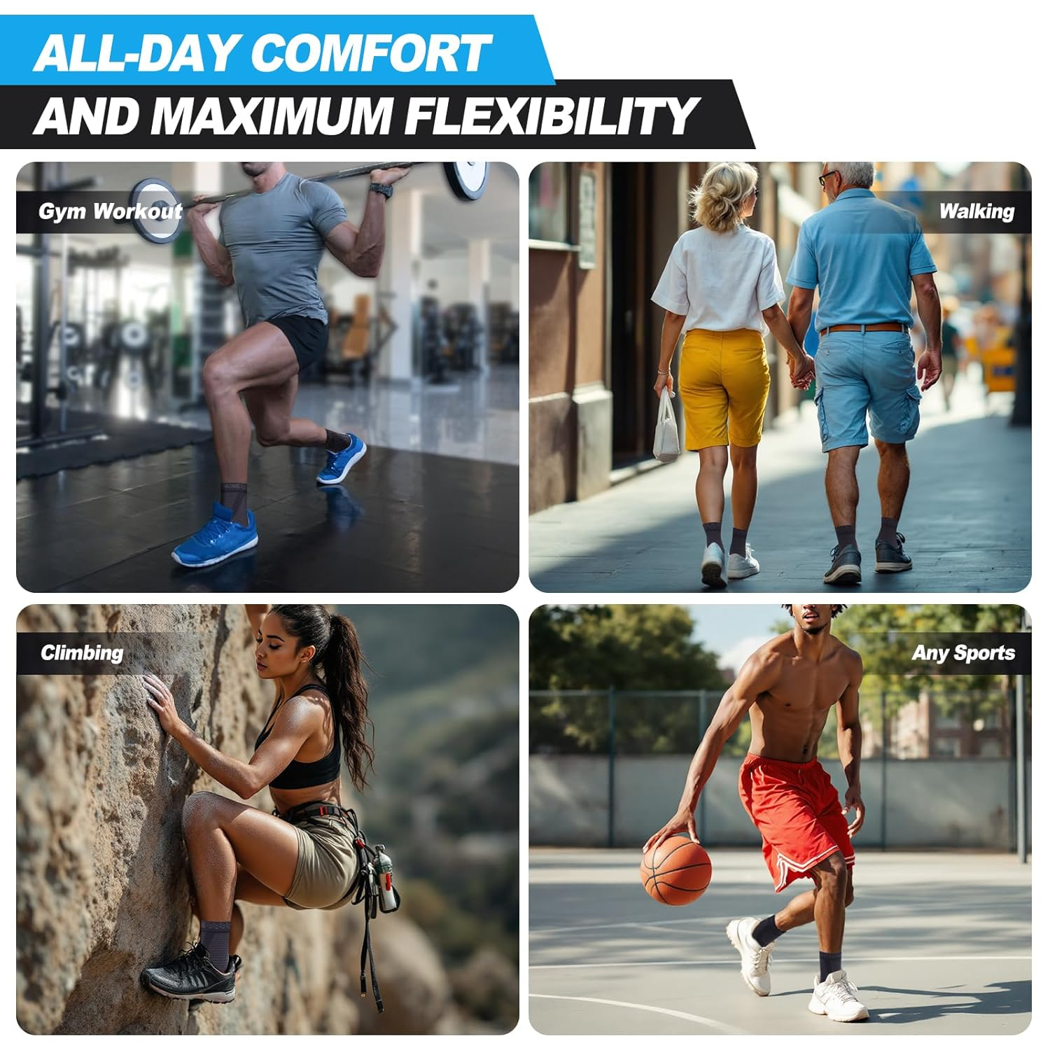 2 Pack Ankle Brace Support for Women/Men, Plantar Fasciitis Socks, Ankle Compression Sleeve Socks Support for Sprained Ankle, Achilles Tendonitis, Arthritis, Pain Relief, Running, Sports image number 7