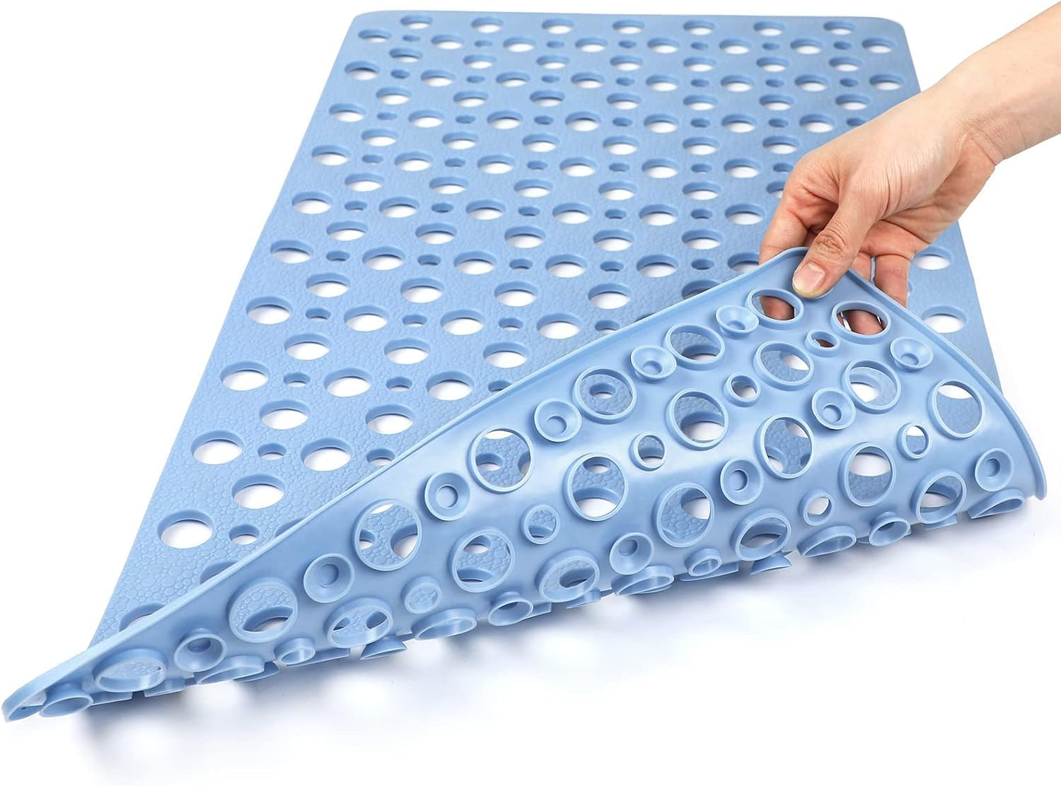 Squre Shower Mat, 21 X 21 Inch, Non Slip Bath Shower Mat for inside Shower, anti Slip Shower Stall Mat, Bath Mat with Big Suction Cups, Drain Holes (White, 53 X 53Cm)