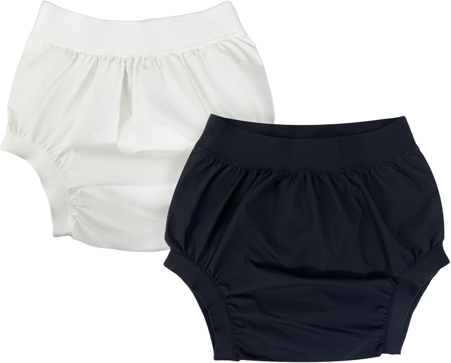 AQX Adult Plastic Pants, Reusable Waterproof Underwear for Incontinence, Leakproof High Waist Cloth Diaper Covers 2Pcs (Blackwhite-2Pcs, S)