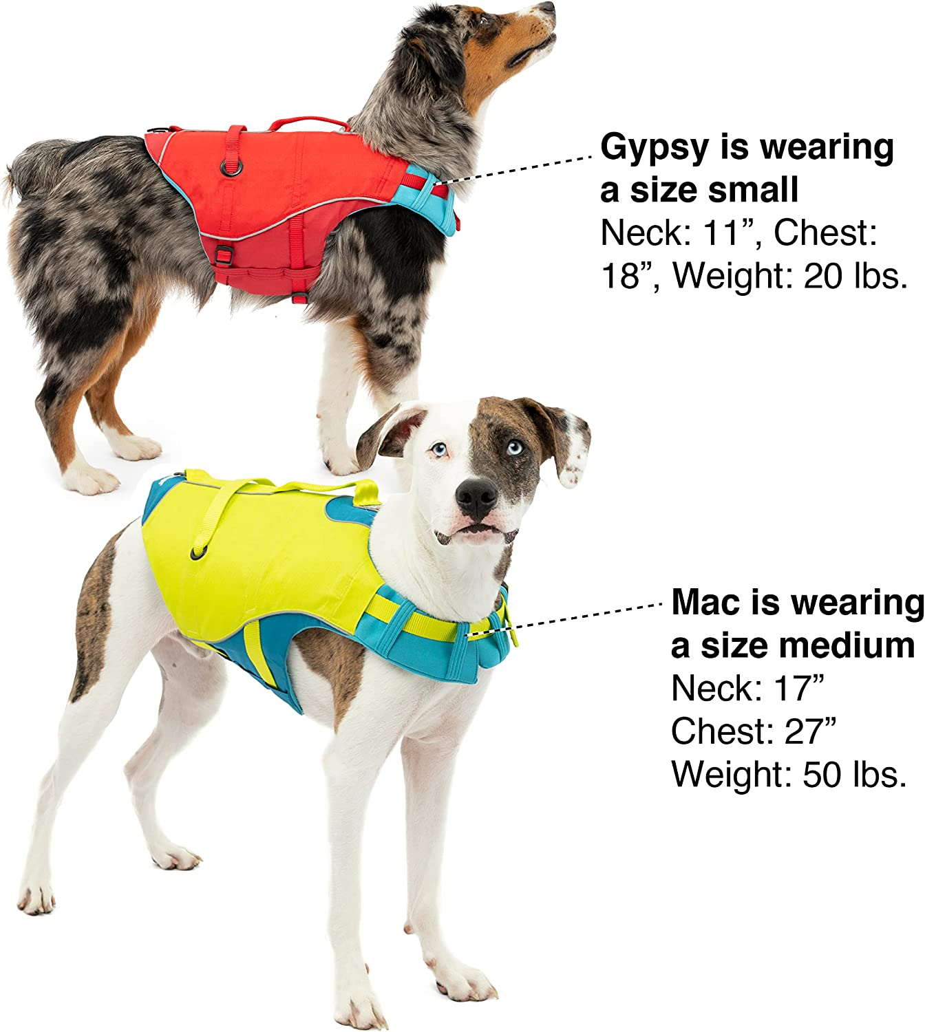 Kurgo Surf N&rsquo; Turf Dog Life Jacket, Dog Life Vest for Swimming, Floatation Vests for Dogs, Dog PFD, Reflective, Adjustable, for Small Medium Large Pets (Yellow/Blue, Medium) image number 1