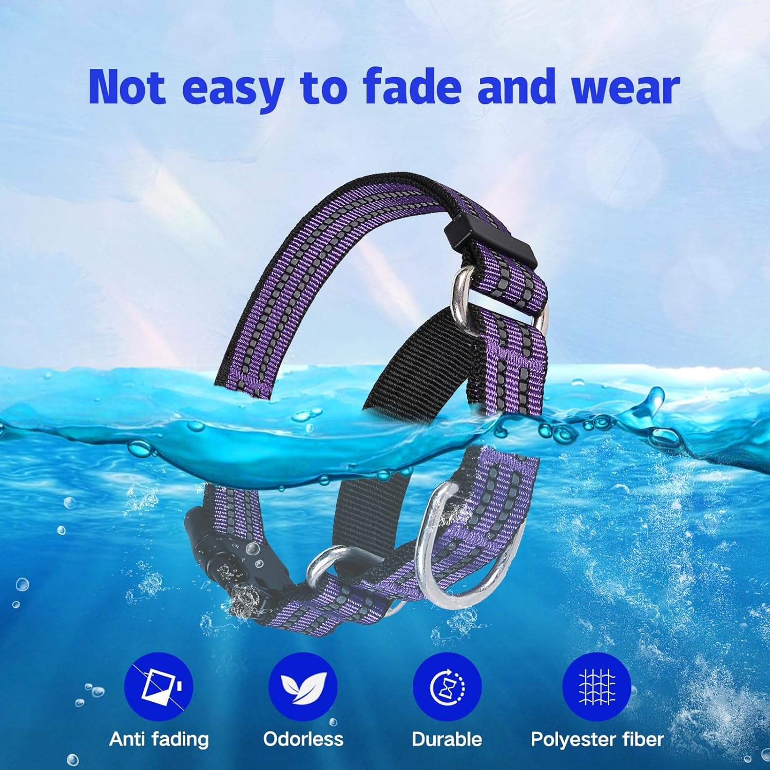 JOYEEIIOO Martingale Dog Collar, Adjustable Nylon Reflective Collar with Buckle. No Pull -For Small, Medium, Large Dogs. Prevents Slipping Out-Helps with Strong Pullers-Increase Control (Purple M) image number 5