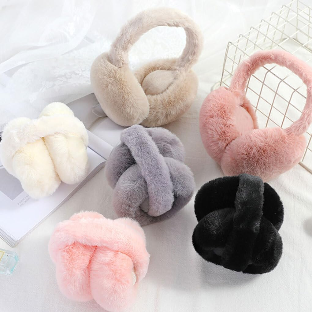 Sheepskin Fur Earmuffs for Ladies Adjustable Elastic Ear Muffs Winter Presents Foldable Plush Earmuff Adult Elastic Ear image number 3