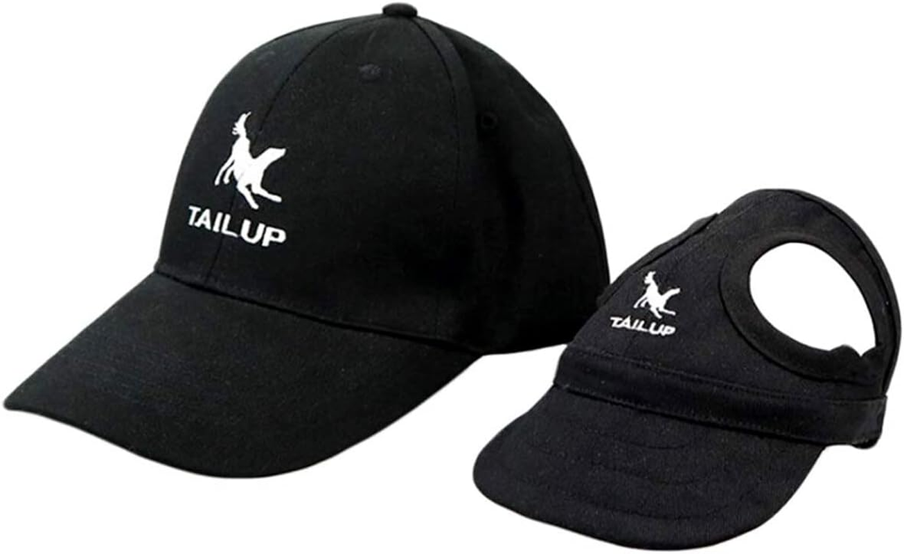 Zjyufy Dog Hats for Medium Dog Parent Child Hats Matching, Dog Owner Mom Dad Hats Matching Baseball Caps with Ear Holes for Outdoor Travel, M Black