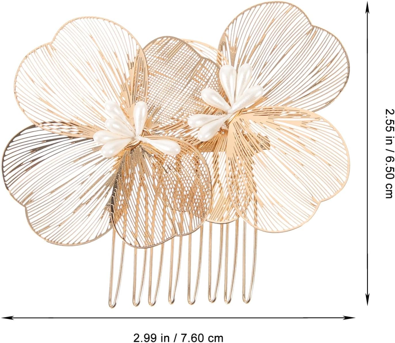 FOMIYES Bridal Hair Comb Flower Gold Tone Elegant Hair Accessory image number 1