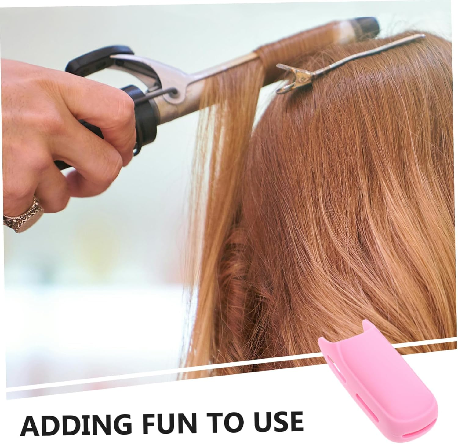 WOONEKY Hair Curler Cover Heat Resistant for Flat Irons Hair Iron Sleeve Silicone Protection - Pink image number 5