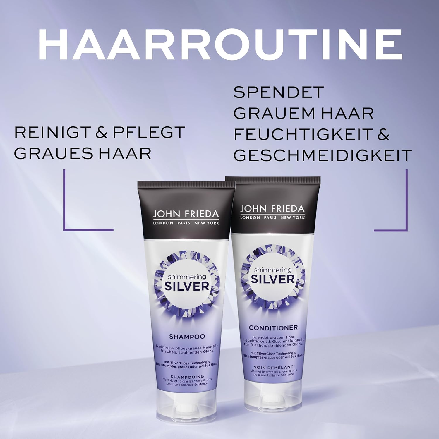 John Frieda Shimmering Silver Conditioner &ndash; Conditioner &ndash; Volume: 250 Ml &ndash; Moisturises Grey Hair image number 2