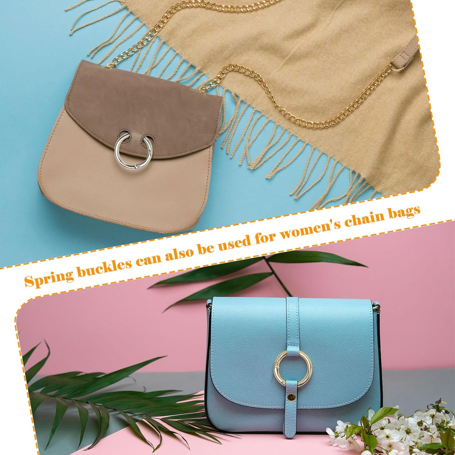 18 Pcs Spring O Ring Clasp Circle Carabiner Purse Rings for Straps Metal round Key Ring Keychain Clip Gold Silver (Colorful) image number 3