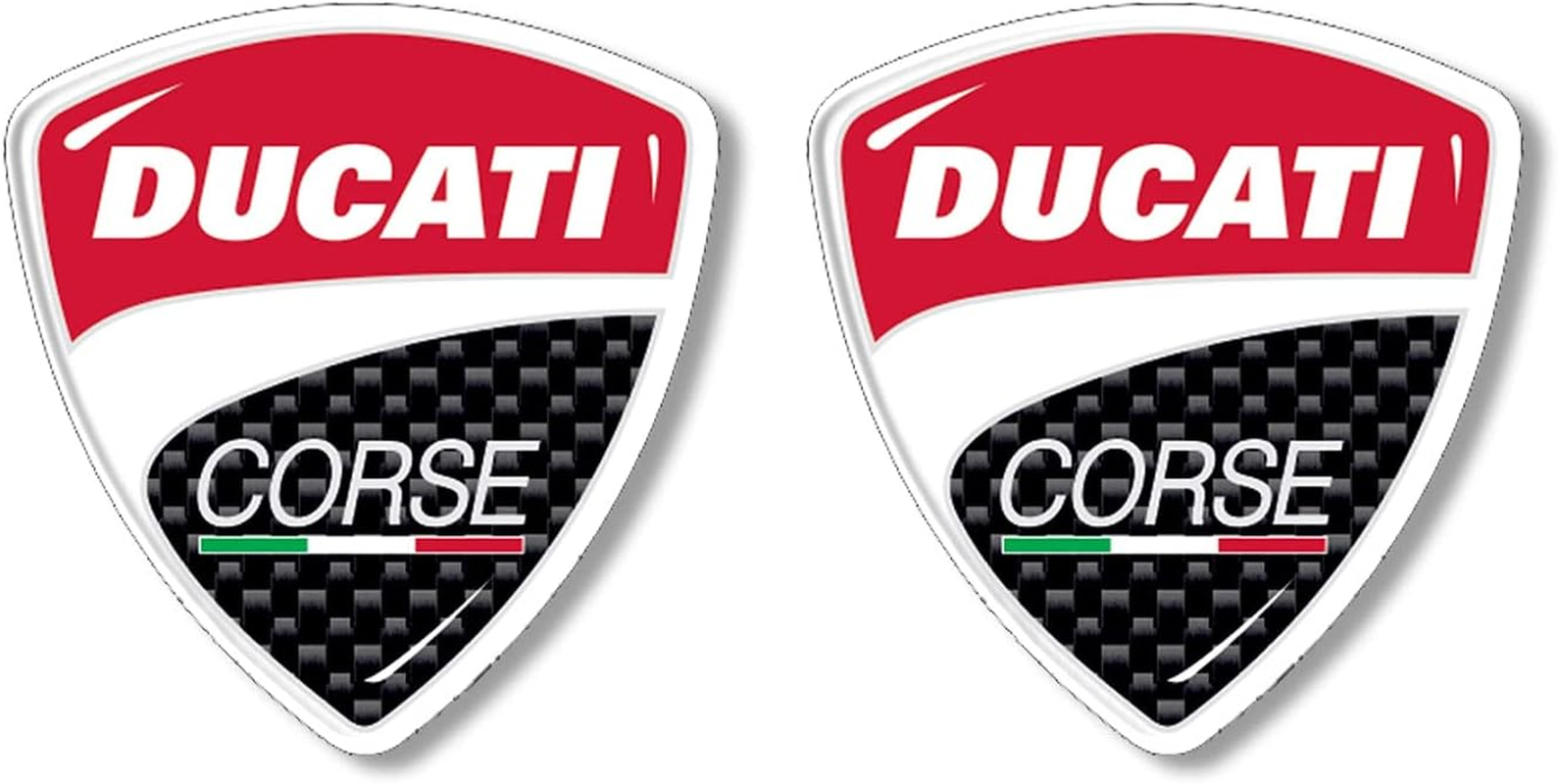 Labelbike - 2 3D Stickers Resin Emblem Logo for Motorcycle Scooter Helmet Compatible with Ducati Corse image number 2