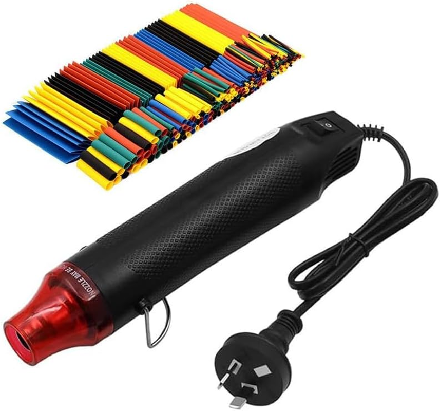 Mini Heat Gun for Epoxy Resin, 300W 220V Portable Handheld Heat Air Gun with 164 Pcs Heat Shrink Tubes for DIY Crafts Embossing, Shrink Wrapping, Drying Paint, Clay, Rubber Stamp Heat Tools (Black) image number 4