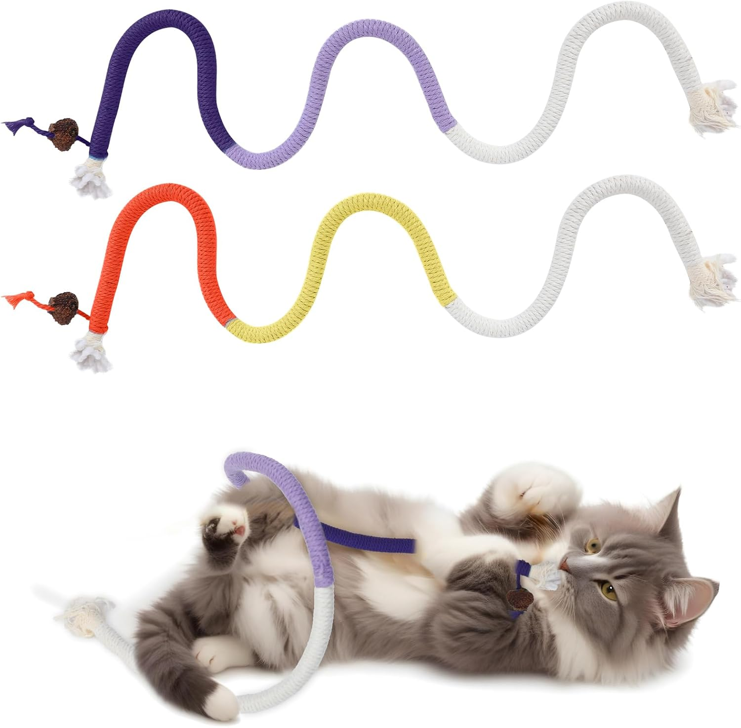 2Pcs Catnip Toys, Cat Rope Chew Toys, 70Cm Bite-Resistant Sisal Rope Cat Toy for Indoor Kitten, Teeth Cleaning Chew Toys for Pet Goods Interactive Bite-Proof Supplies for All Breeds image number 5