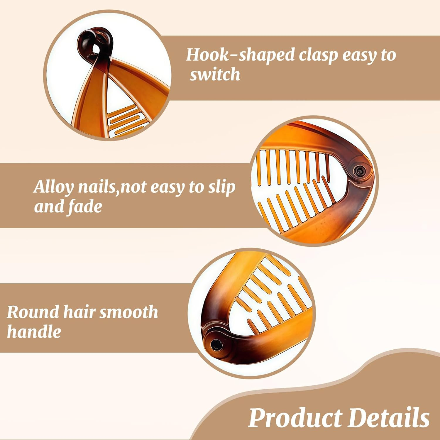 Xanthelle Banana Clip, Pack of 4 Large Banana Clip Hair, Flexible Banana Hair Clip for Women, Classic Hair Clip Banana for Thick & Thin Hair Styling image number 3