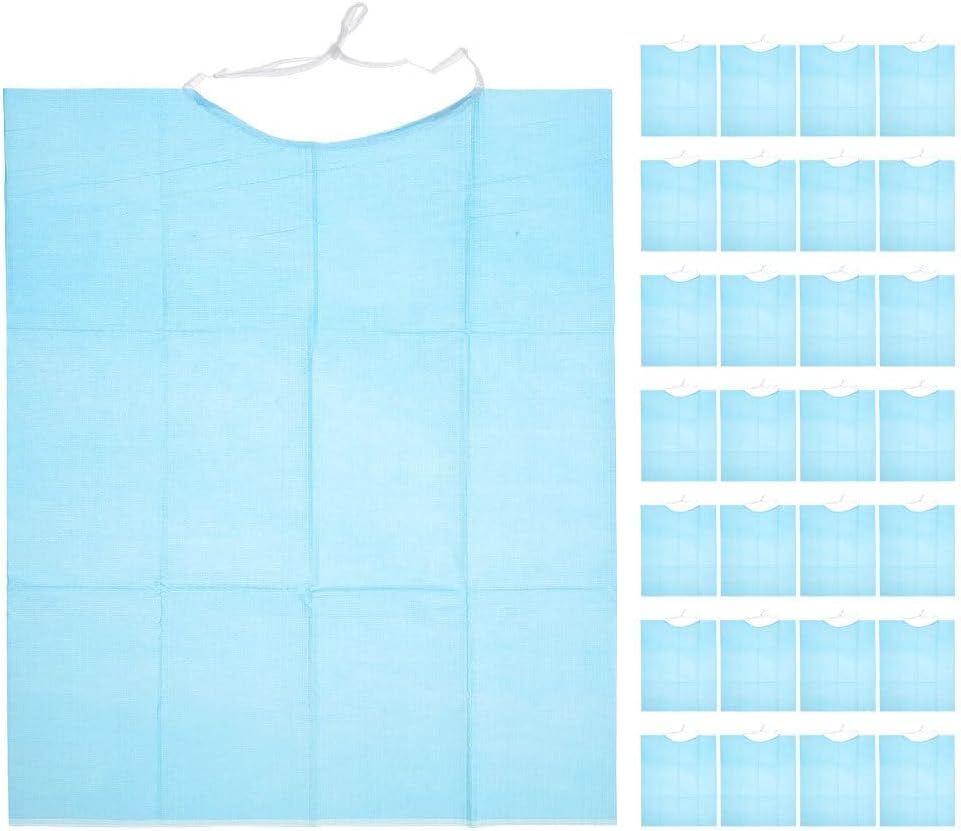 PACKOVE 60Pcs Bibs for Seniors, Disposable Bibs Adult Seniors Adult Paper Bib Feeding Bib Single Use Dining Clothing Protectors for Women Men image number 1