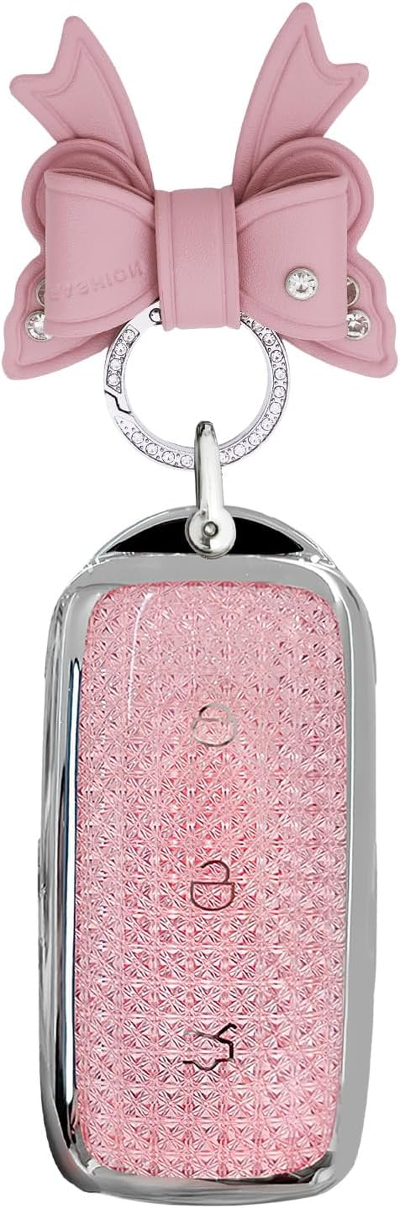 Ontto 3 Buttons TPU Car Key Fob Cover Fit for Geely Galaxy EX5 E5 Cityray L6 L7 EMI NO.1 Proton E.Mas 7 5 E8 Starry 8 Key Case Holder Keychain Shell Keyring Shining Decoration Accessories Pink 1