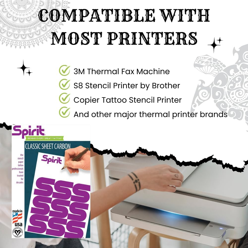 Spirit&reg; Classic Sheet Carbon Tattoo Stencil Transfer Paper, 8.5" X 11" - 200 Sheets, Certified Vegan, Proudly Made in the USA image number 5